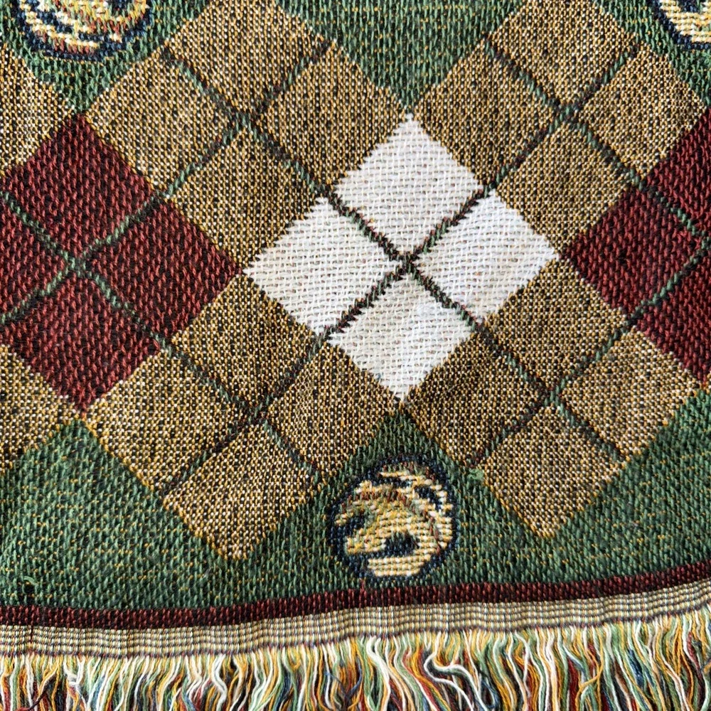 Christmas Winter Woven Tapestry Throw Snowman Fringe Woodland Creatures 52X47 In